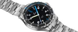 Laco 1925 Atlantik 42mm Automatic German Sports Watch – Black & Blue Dial, Steel Bracelet | Ref. 862108.MB