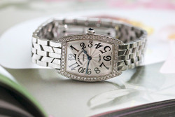 Elegant ladies timepiece for sale- Franck Muller Ladies Curvex White Gold & Diamond Watch 1752qzdp .  Featuring materials such as white gold and diamonds.  Elegant shape and comfortable bracelet.   Pre-owned in great condition with original box and documents.