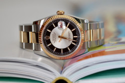 Rolex Datejust 36 mm Tuxedo Dial Oyster Brc Yellow Gold & Steel 116233 Complete