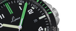 Laco 1925 Watch SPORT AMAZONAS MB Green accents Green Rubber Strap Automatic 42 mm