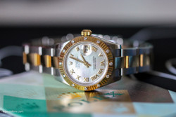 For sale - preowned ROLEX 18kt Gold & SS Datejust 26 MOP Diamond Bezel 179313 original papers 2007