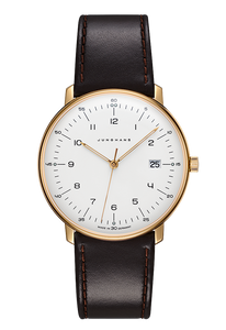 Junghans Max Bill Quartz 41/7872.02 gold PVD silver dial front view