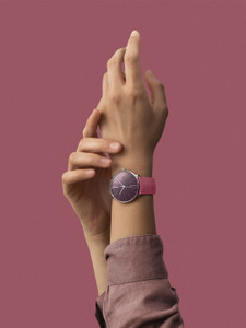 The Junghans Meister Fein Automatic 27/4358.00 is a stylish watch featuring a blackberry purple dial with pink baton indices, silver hour, minute, and second hands. It is protected by domed and 1. This model is part of the Meister Fein Automatic series, which is known for its self-winding movement calibre J800.   1 with a power reserve of 38 hours. The watch also includes a date function and is encased in stainless steel with a glass case back 2. This timepiece is designed to be extroverted, creative, and vibrant, showcasing fine lines and contemporary colors. The Junghans Meister Fein Automatic 27/4358.00 is a stylish watch featuring a blackberry purple dial with pink baton indices, silver hour, minute, and second hands. It is protected by domed and 1. This model is part of the Meister Fein Automatic series, which is known for its self-winding movement calibre J800.   1 with a power reserve of 38 hours. The watch also includes a date function and is encased in stainless steel with a glass case back 2. This timepiece is designed to be extroverted, creative, and vibrant, showcasing fine lines and contemporary colors.