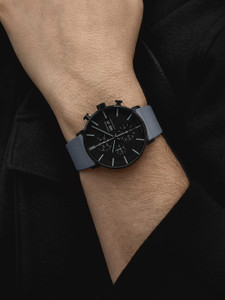 The Junghans Form A Chronoscope Automatic 42mm PVD-Coated Stainless Steel and Leather Watch is a men's watch with a 42mm PVD-coated stainless steel case and a leather strap. It has a day date timer with the day of the week in English, a chronograph, and luminescent coating on the hands and indexes. The watch also has sapphire glass that was made in a laboratory by melting aluminum oxide in the presence of hydrogen and oxygen at 2000 °C. The Junghans Form A Chronoscope Automatic 42mm PVD-Coated Stainless Steel and Leather Watch is a men's watch with a 42mm PVD-coated stainless steel case and a leather strap. It has a day date timer with the day of the week in English, a chronograph, and luminescent coating on the hands and indexes. The watch also has sapphire glass that was made in a laboratory by melting aluminum oxide in the presence of hydrogen and oxygen at 2000 °C.