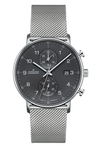 Junghans FORM C Chronograph Black Dial Milanese Bracelet 41/4877.44 Front view