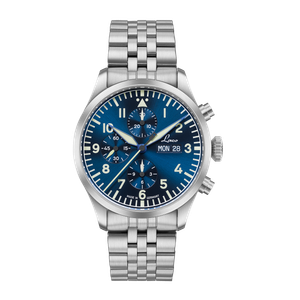 Laco Kiel.2 MB Blau Chronograph 43mm Automatic Pilot Watch 862186.MB