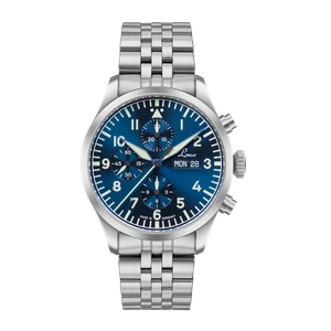 Laco Kiel.2 MB Blau 43mm Pilot Chronograph Ref. 862186.MB front view