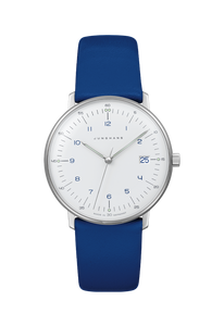 Junghans Watch Max Bill Ladies Quartz White Dial Date Blue Numerals 047/4540.02