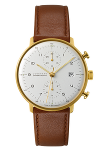 Junghans Max Bill Chronoscope 27/7800.02 gold PVD automatic chronograph front view