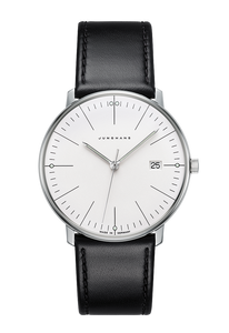 Junghans Max Bill Quartz 041/4817.02 silver marker dial 38mm watch front view