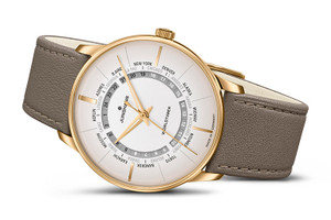 JUNGHANS MEISTER WORLDTIMER 027/5012.02 Mens 24 Time Zone Watch
SPECIAL ORDER - DELIVERY 6-8 Weeks
The new Meister Worldtimer is an elegant embodiment of the earth’s perpetual motion. All 24 time zones are available to the wearer at a glance by correlating the hour disc with the cities represented on the dial. While the dial reflects the progression of time across the globe, the glass back of the case provides a view of the intricate self-winding movement.
This sense of global networking is the inspiration behind the new Meister Worldtimer from Junghans: A timepiece that exhibits most elegantly the perpetual movement of our world. The radial aperture in the dial reveals a grey hour disc which displays the time in 24 different loca-tions simultaneously. A specific city is allocated to every hour of the day in its respective time zone. Should one wish to send a Good Night message to loved ones back home while away on a business trip, the night time hours between 7pm and 6am are represented in black to provide an invaluable guide.
Movement:
Movement:
Self-winding movement J820.5 with 24-hour display and power reserve of up to 42 hours
Case:
Stainless steel or PVD-coated, Ø 40.4 mm, height 10.4 mm, 5-times screwed case back with mineral crystal
Glass:
Sapphire crystal with anti-reflection coating on both sides
Dial:
Matt silver-plated
Hands:
With environmentally friendly Superluminova luminous substance
Strap:
Calf leather strap in brown with PVD-coated buckle
Water-Resistance:
up to 5 bar
JUNGHANS MEISTER WORLDTIMER 027/5012.02 Mens 24 Time Zone Watch
SPECIAL ORDER - DELIVERY 6-8 Weeks
The new Meister Worldtimer is an elegant embodiment of the earth’s perpetual motion. All 24 time zones are available to the wearer at a glance by correlating the hour disc with the cities represented on the dial. While the dial reflects the progression of time across the globe, the glass back of the case provides a view of the intricate self-winding movement.
This sense of global networking is the inspiration behind the new Meister Worldtimer from Junghans: A timepiece that exhibits most elegantly the perpetual movement of our world. The radial aperture in the dial reveals a grey hour disc which displays the time in 24 different loca-tions simultaneously. A specific city is allocated to every hour of the day in its respective time zone. Should one wish to send a Good Night message to loved ones back home while away on a business trip, the night time hours between 7pm and 6am are represented in black to provide an invaluable guide.
Movement:
Movement:
Self-winding movement J820.5 with 24-hour display and power reserve of up to 42 hours
Case:
Stainless steel or PVD-coated, Ø 40.4 mm, height 10.4 mm, 5-times screwed case back with mineral crystal
Glass:
Sapphire crystal with anti-reflection coating on both sides
Dial:
Matt silver-plated
Hands:
With environmentally friendly Superluminova luminous substance
Strap:
Calf leather strap in brown with PVD-coated buckle
Water-Resistance:
up to 5 bar