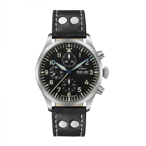 Laco Kiel.2 Schwarz Automatic Pilot Chronograph 43mm Ref 862148 German Made
