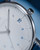 Junghans Watch Max Bill Ladies Quartz White Dial Date Blue Numerals 047/4540.02 Close up view
