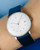 Junghans Watch Max Bill Ladies Quartz White Dial Date Blue Numerals 047/4540.02 on the ladies wrist