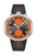 The JunghJunghans 1972 Competition Limited Edition automatic chronograph 27/4203.00ans 1972 Competition 027/4203.00 is a men's watch that is part of a limited edition of 1972 pieces. It has a stainless steel case, a black leather strap with orange lining, and a black dial with orange sub-dials. The watch has an automatic chronograph movement, a sapphire crystal, and is water resistant to 100 meters. It also has a date display, a stop function, and a tachymeter.
