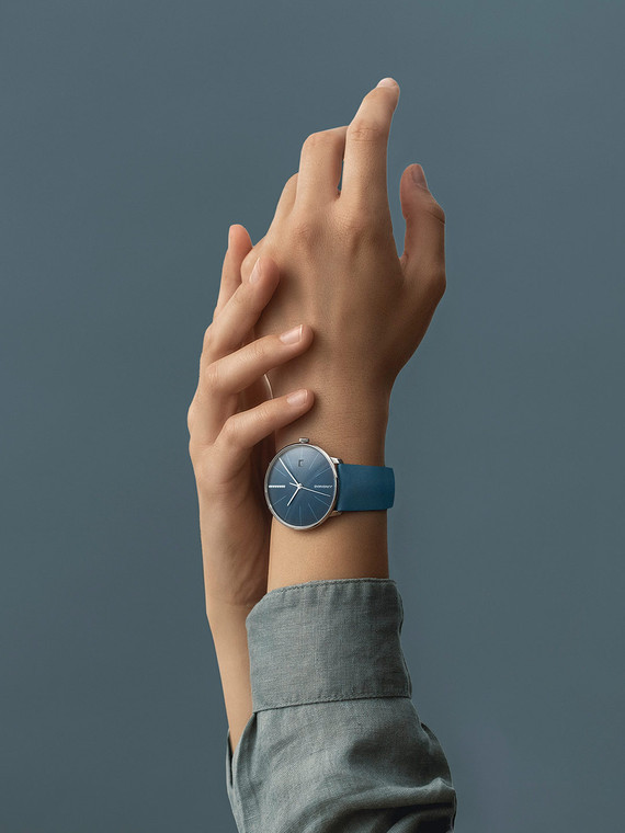 Junghans Meister Fein Automatic 27/4356.00 Arctic Blue dial watch on the wrist