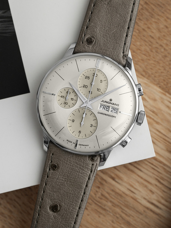 Junghans Meister Chronoscope 27/4223.03 warm grey dial automatic chronograph