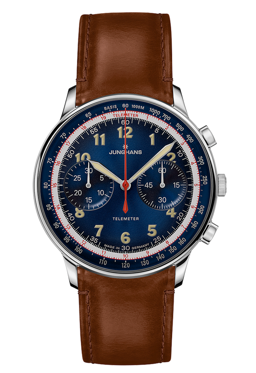 Junghans Meister Telemeter Edition Ref. 27/3587.02 | 40.8 mm | Matte Blue Dial | Brown Leather Strap