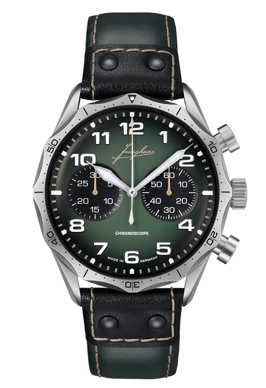 Junghans Pilot Chronoscope 27/3492.00 green dial automatic chronograph