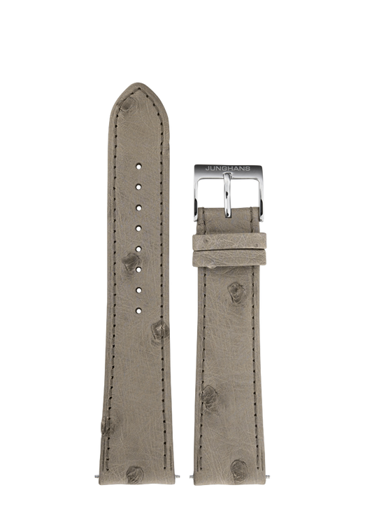 Junghans Beige/Gray Ostrich Leather Watch Strap Size Regular — 21 mm