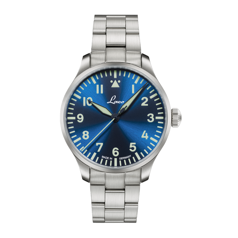 Laco Pilot Watches BASIC Augsburg Blaue Stunde 39 MB  Ref 862102.2.MB - blue dial mens watch