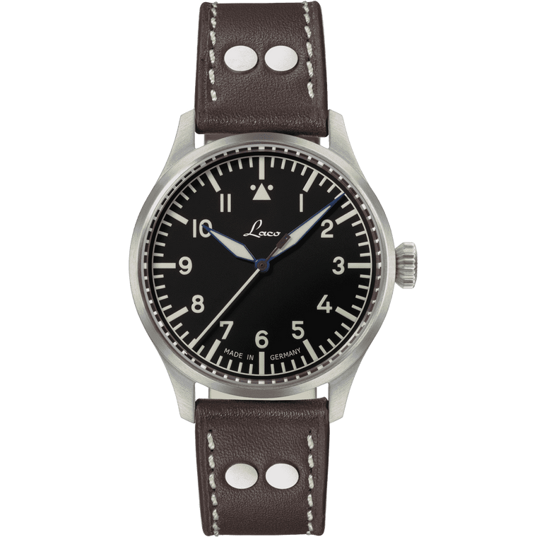 Laco Stuttgart Pro 40mm automatic pilot watch black dial flieger