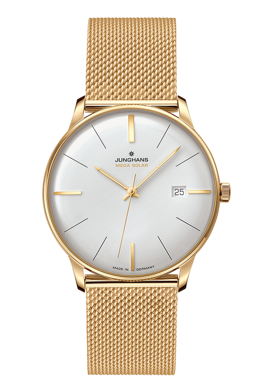 Junghans Meister MEGA Solar White Dial Milanese Bracelet | Ref. 59/7600.46 Front View