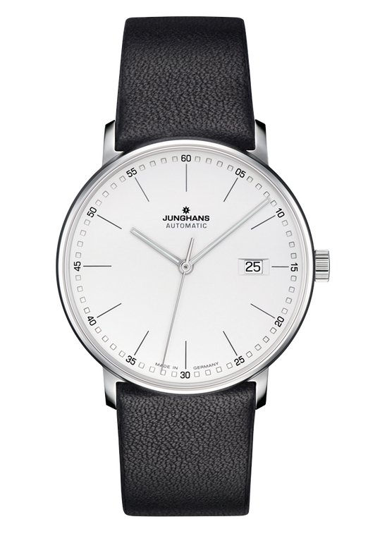Junghans FORM A Automatic Silver Dial Black Leather 27/4730.00 front view