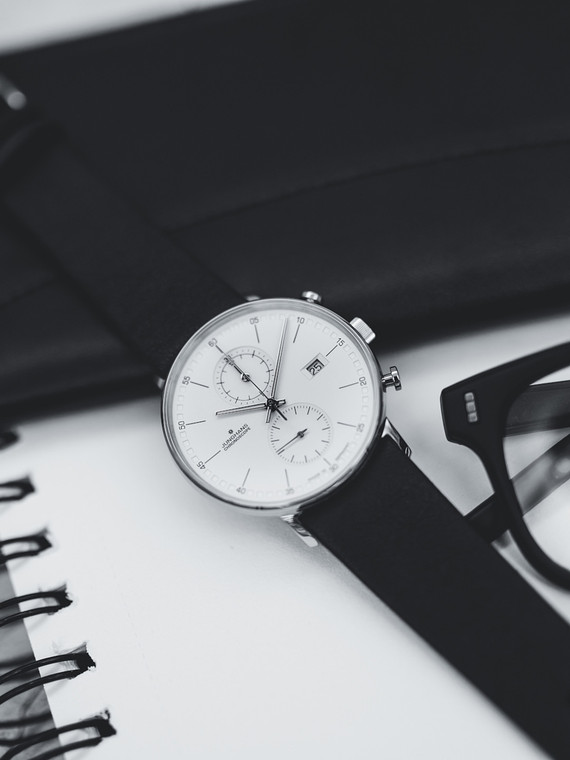 Junghans FORM C Chronograph 41/4770.00 silver dial black leather strap