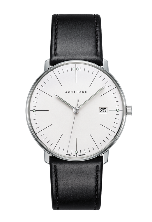 Junghans Max Bill Quartz 041/4817.02 silver marker dial 38mm watch front view
