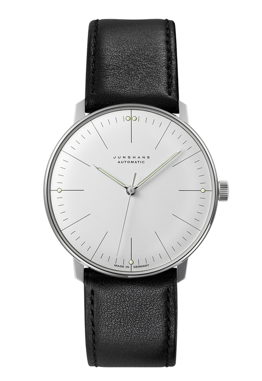 Junghans Max Bill Automatic 27/3501.02 38mm silver dial Bauhaus watch with index markers