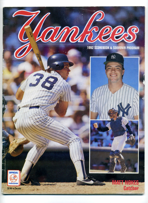1992 New York Yankees Program Scorebook vs Minnesota Twins Scored Kirby Puckett