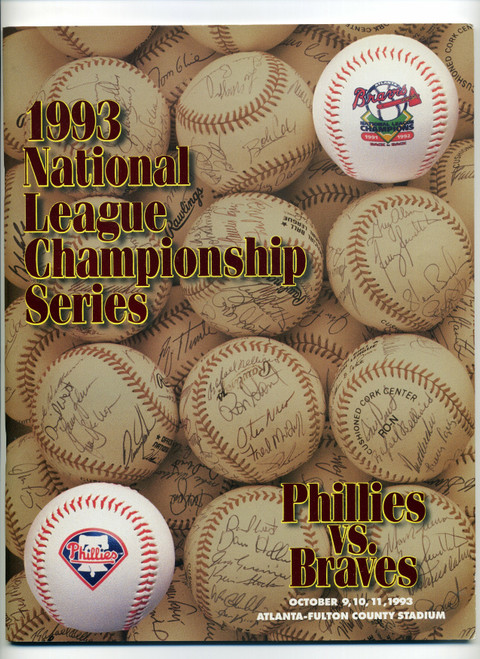 1993 Baseball National League Championship Series Program Phillies vs. Braves