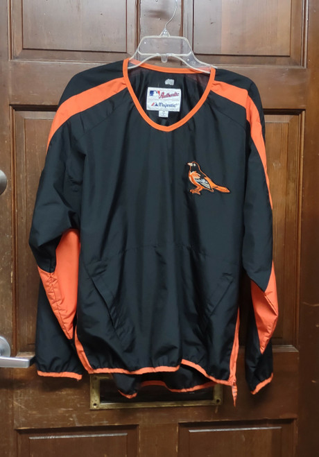 Majestic Baltimore Orioles Black Pullover Windbreaker Jacket Men's Size M