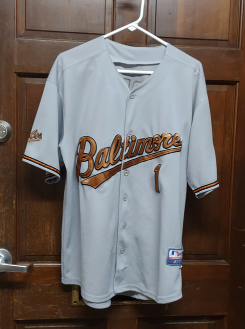 Majestic Baltimore Orioles Brian Roberts #1 Baseball Jersey Gray Men's Size 50