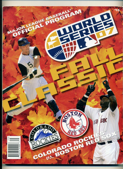 2007 World Series Program Colorado Rockies vs Boston Red Sox Unscored