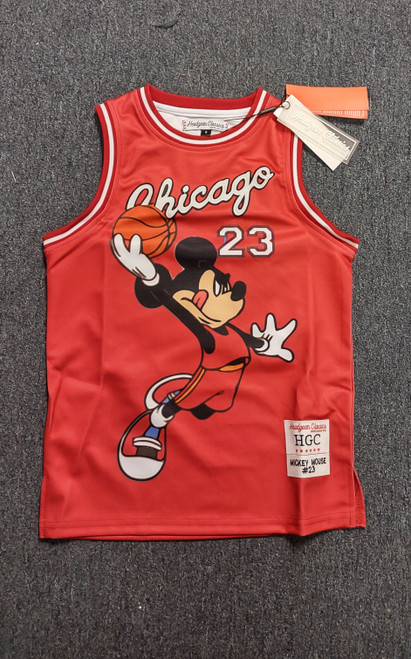 NWT Headgear Classics Mickey Mouse #23 Chicago Bulls Jersey YOUTH Size S