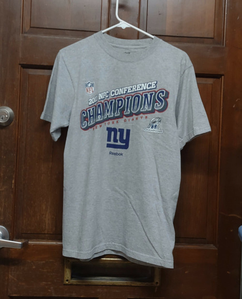 Reebok Gray New York Giants T-Shirt 2011 Conference Champions T-Shirt Men's Sz M