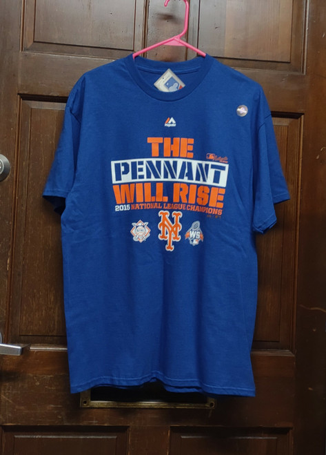 NWT Majestic New York Mets Blue T-Shirt 2015 League Champions Men's Size L