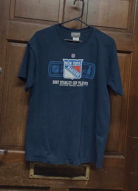 NHL Club Navy Blue New York Rangers 2007 Stanley Playoffs T-Shirt Men's Size L