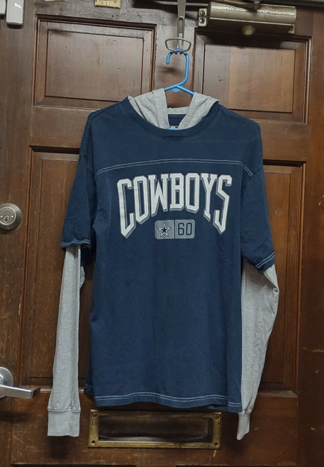 Dallas Cowboys Team Apparel Blue & Gray Layered Hooded Shirt Men's Size M