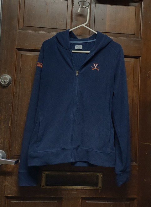 Pro Edge Dark Blue Virginia Cavaliers Fleece Full Zip Hooded Jacket Size XL