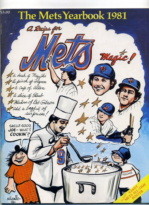 Vintage Original New York Mets 1981 Yearbook w/ Poster    M341