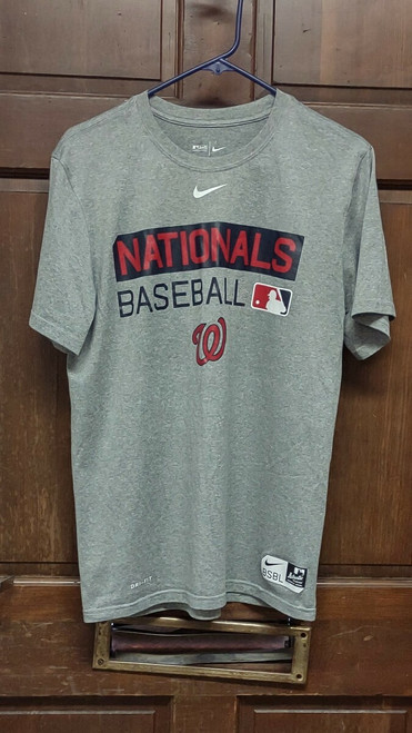 Nike Tee Dri Fit Athletic Cut Washington Nationals Gray T-Shirt Size M Medium