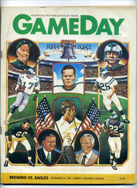 GAMEDAY Magazine Nov 28 1982 Washington Redskins vs Philadelphia Eagles   M370