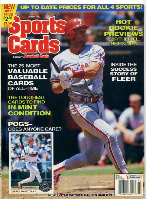 Sports Cards Magazine October 1993 Darren Daulton Cover & Uncut Card Sheet  M433