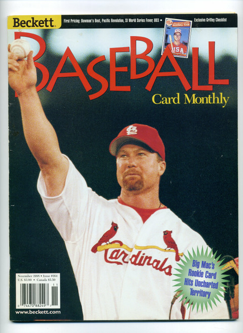 Beckett Baseball Magazine #164 November 1998 Mark McGwire Cover   M467