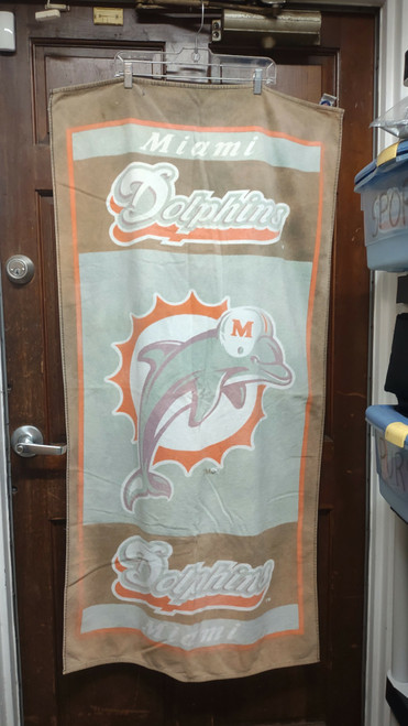 Vintage 1999 Miami Dolphins NFL Football Beach Bath Towel 27" x 54" Brown