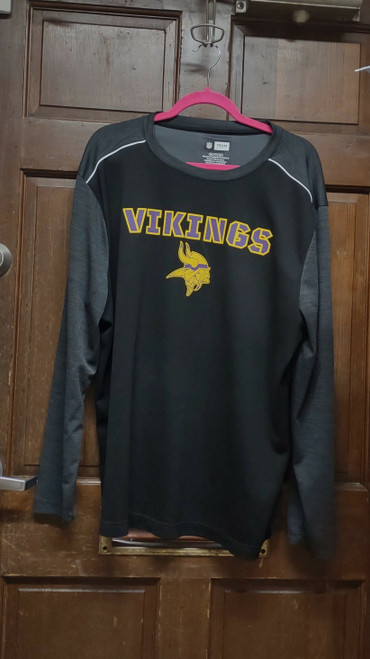 NFL Team Apparel Black Minnesota Vikings Long Sleeve Activewear Shirt Men's 2XL
