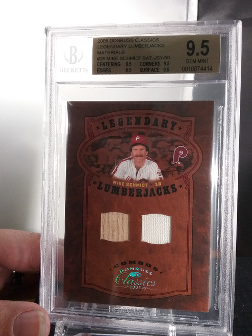 Mike Schmidt 2005 Classics Legendary Lumberjacks Bat Jersey /50 BGS 9.5 POP=1 Mike Schmidt 2005 Classics Legendary Lumberjacks Bat Jersey /50 BGS 9.5 POP=1